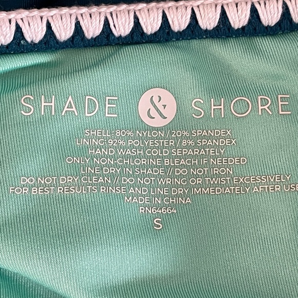 Shade & Shore Teal Crochet Trim Bikini 2-pc Swimsuit 34C Top & Small Bottom - Picture 8 of 10